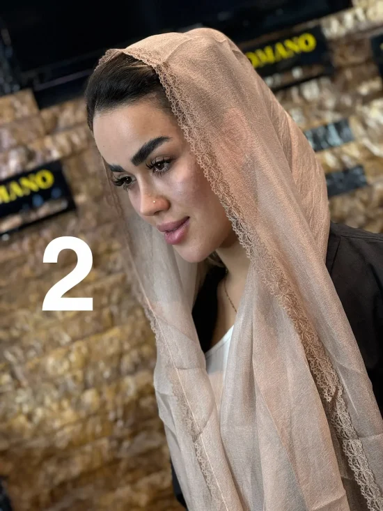 شال حریر لبه گیپور شال و روسری رومانو