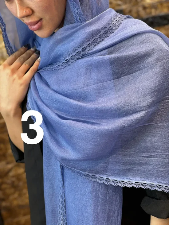 شال حریر لبه گیپور شال و روسری رومانو