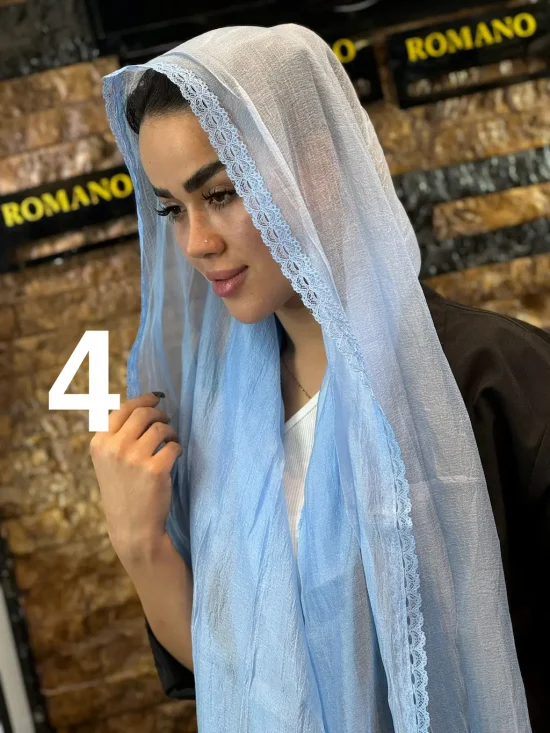 شال حریر لبه گیپور شال و روسری رومانو