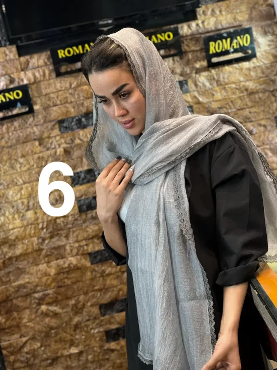 شال حریر لبه گیپور شال و روسری رومانو