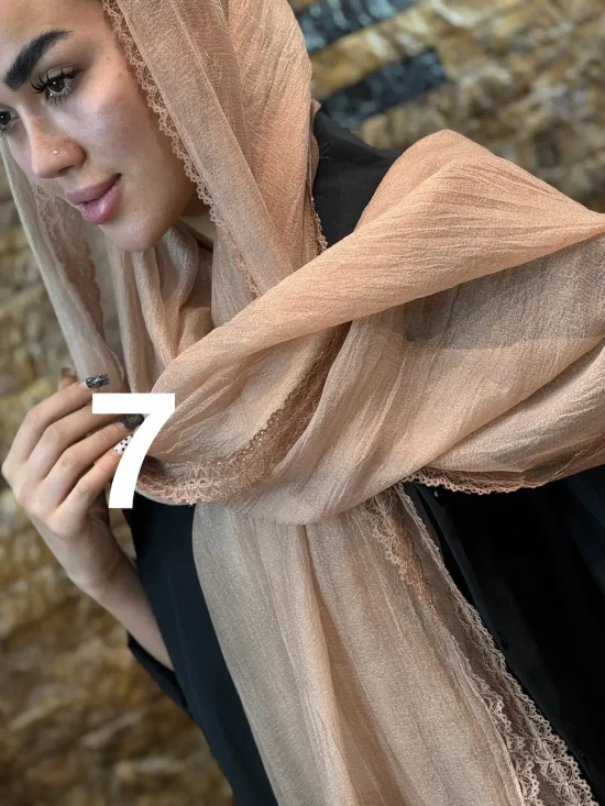 شال حریر لبه گیپور شال و روسری رومانو