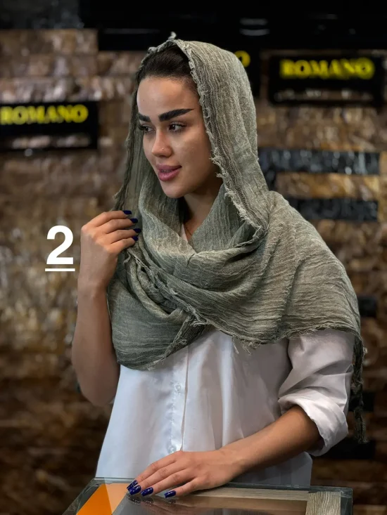 شال کنفی لبه ریش شال و روسری رومانو