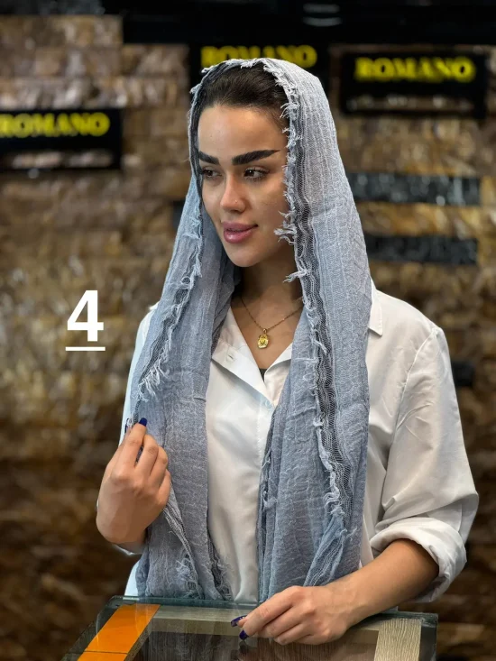 شال کنفی لبه ریش شال و روسری رومانو