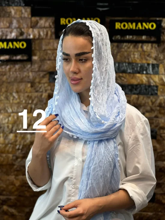 شال سوپر نخ لبه منگوله شال و روسری رومانو