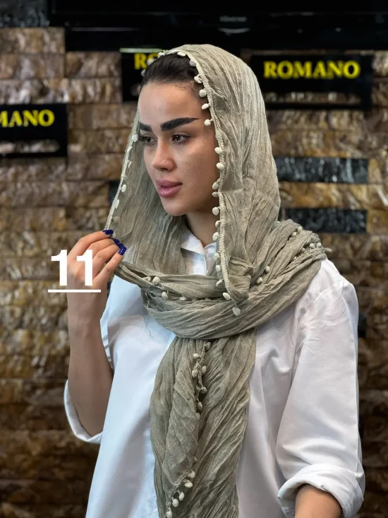 شال سوپر نخ لبه منگوله شال و روسری رومانو