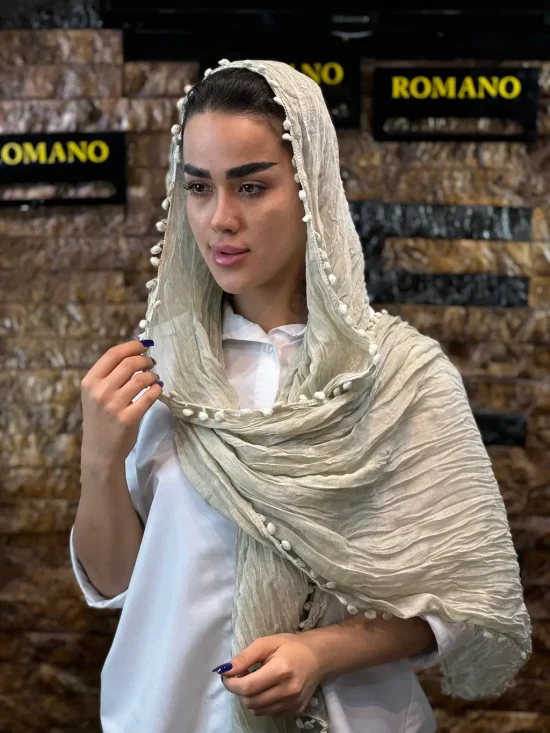 شال سوپر نخ لبه منگوله شال و روسری رومانو