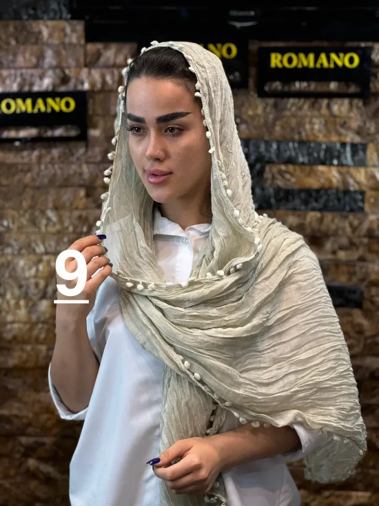 شال سوپر نخ لبه منگوله شال و روسری رومانو