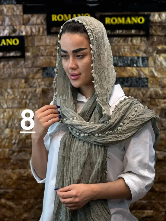شال سوپر نخ لبه منگوله شال و روسری رومانو
