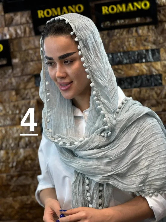 شال سوپر نخ لبه منگوله شال و روسری رومانو