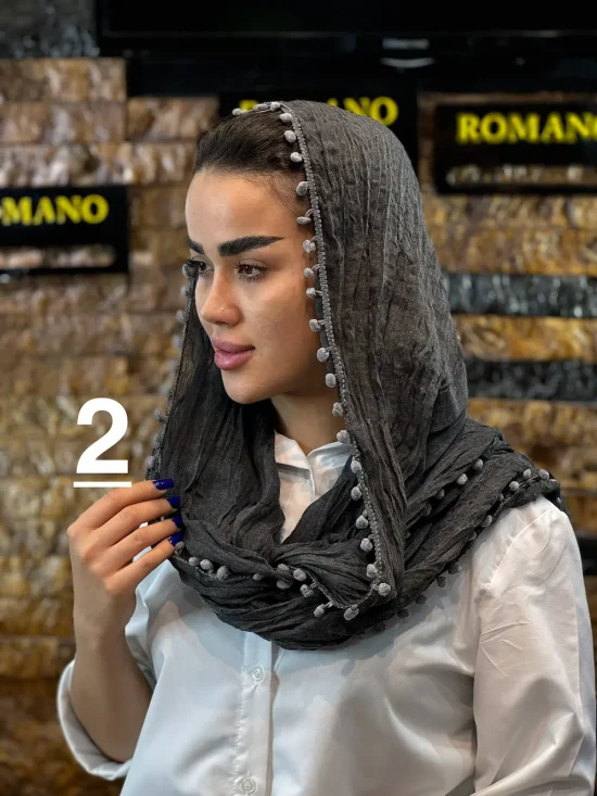 شال سوپر نخ لبه منگوله شال و روسری رومانو