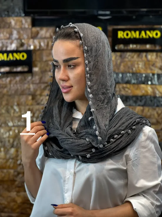 شال سوپر نخ لبه منگوله شال و روسری رومانو