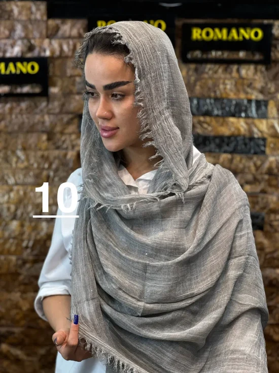 شال کنفی لبه ریش شال و روسری رومانو