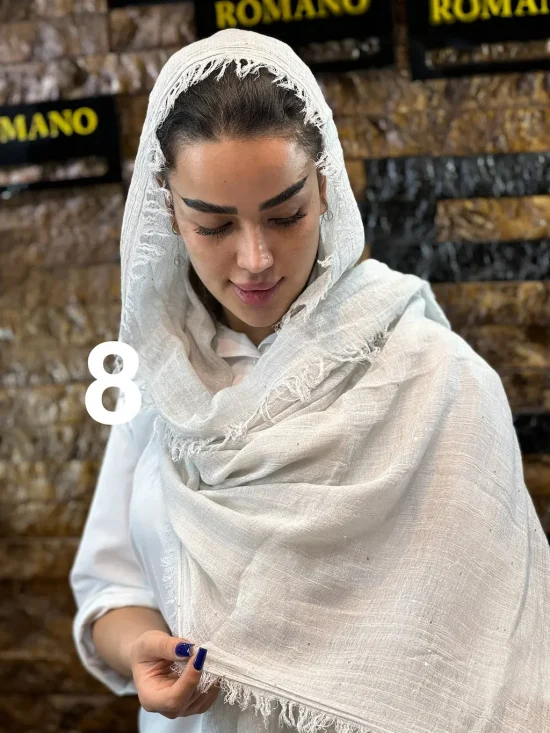 شال کنفی لبه ریش شال و روسری رومانو