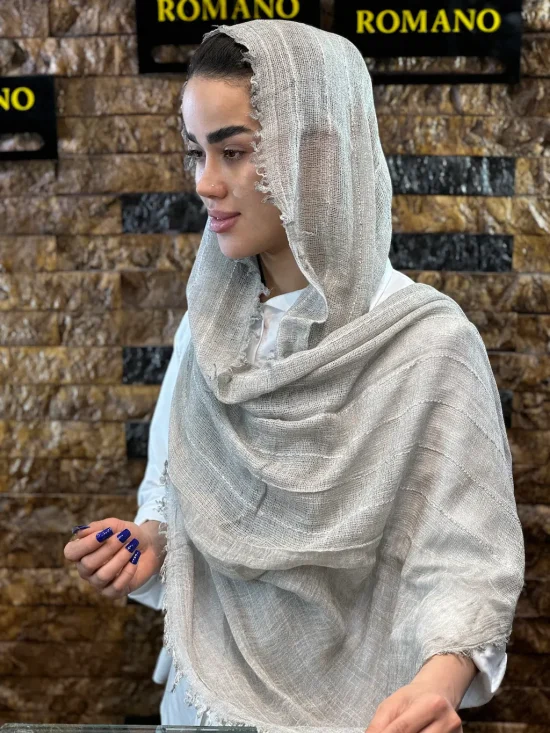 شال کنفی لبه ریش شال و روسری رومانو