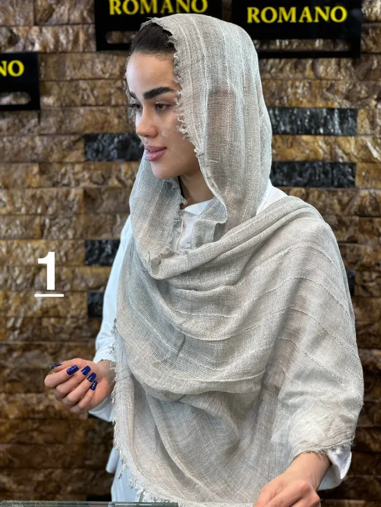 شال کنفی لبه ریش شال و روسری رومانو