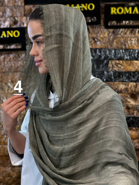 شال کنفی لبه ریشر شال و روسری رومانو