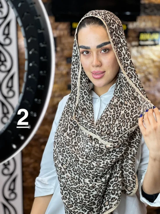 شال پلیسه پترن پلنگی شال و روسری رومانو
