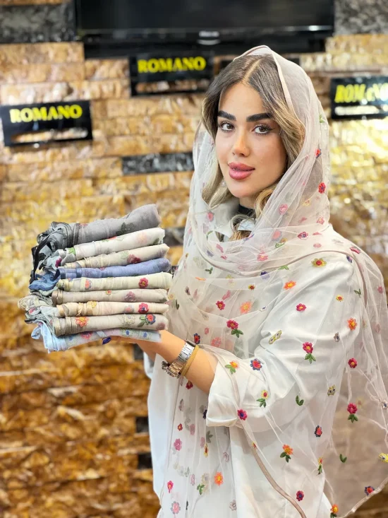 شال توری گلدار شال و روسری رومانو