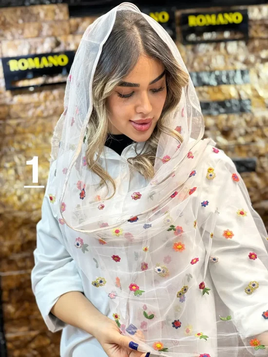 شال توری گلدار شال و روسری رومانو
