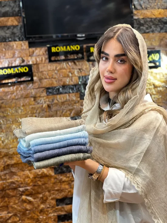 شال مزونی حریر کبریتی شال و روسری رومانو