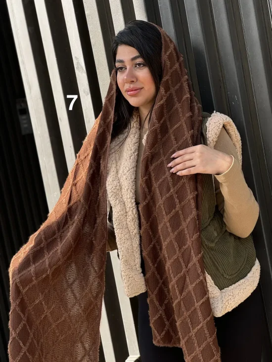 شال پاییزی حوله ای خز دار